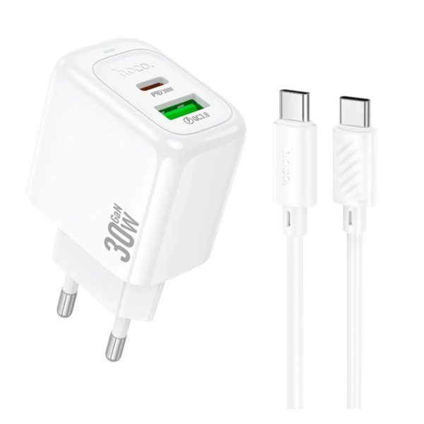 Зарядний пристрій з кабелем Type-C+USB/Type-C 1 м HOCO CS55A Surplus 30 W 5 V 3 А білий