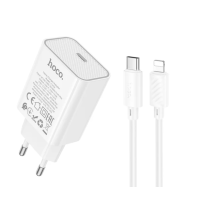 Мережевий зарядний пристрій з кабелем HOCO C143A Benefit single port PD20W charger set(C to iP) White new