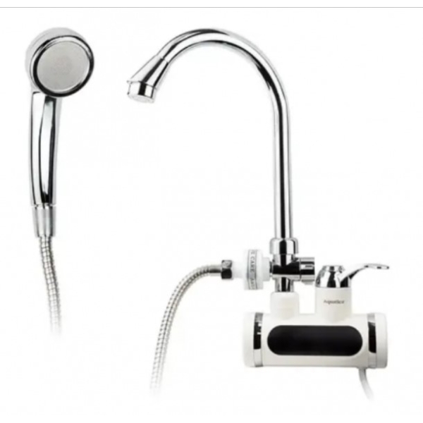 Водонагрівач проточний з душем LED RX-011-3 верхнє підведення вертикальний 3000 Вт білий