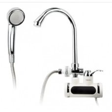 Водонагрівач проточний з душем LED RX-011-3 верхнє підведення вертикальний 3000 Вт білий