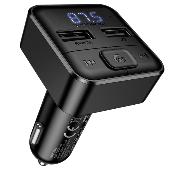 АЗП з FM-модулятором BOROFONE BC63 Selecto car BT FM transmitter Black new