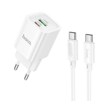Зарядний пристрій з кабелем USB+Type-C/Type-C 1 м HOCO C149A Charm 30 W 12 V 2.5 А білий