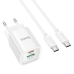 Зарядний пристрій з кабелем USB+Type-C/Type-C 1 м HOCO C149A Charm 30 W 12 V 2.5 А білий
