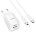 Зарядний пристрій з кабелем USB+Type-C/Type-C 1 м HOCO C149A Charm 30 W 12 V 2.5 А білий Зарядний пристрій з кабелем USB+Type-C/Type-C 1 м HOCO C149A Charm 30 W 12 V 2.5 А білий