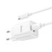 Зарядний пристрій з кабелем USB+Type-C/Type-C 1 м HOCO C149A Charm 30 W 12 V 2.5 А білий Зарядний пристрій з кабелем USB+Type-C/Type-C 1 м HOCO C149A Charm 30 W 12 V 2.5 А білий