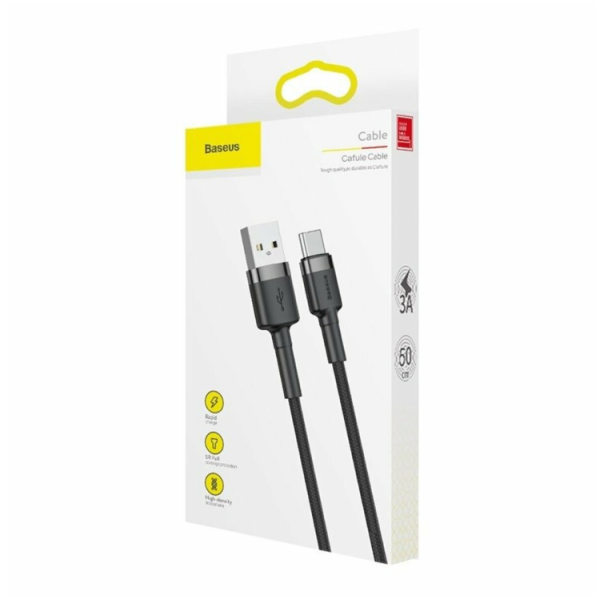 / Кабель Baseus Cafule Cable USB For Type-C 3A 0.5m Gray+Black new
