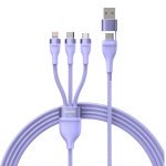 Кабель 3в1 USB+Type-C/Apple Lightning+Type-C+microUSB 1.2 м Baseus Flash Series Ⅱ 100 Вт фіолетовий
