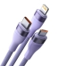 Кабель 3в1 USB+Type-C/Apple Lightning+Type-C+microUSB 1.2 м Baseus Flash Series Ⅱ 100 Вт фіолетовий