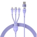 Кабель 3в1 USB+Type-C/Apple Lightning+Type-C+microUSB 1.2 м Baseus Flash Series Ⅱ 100 Вт фіолетовий