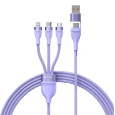 Кабель 3в1 USB+Type-C/Apple Lightning+Type-C+microUSB 1.2 м Baseus Flash Series Ⅱ 100 Вт фіолетовий