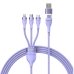Кабель 3в1 USB+Type-C/Apple Lightning+Type-C+microUSB 1.2 м Baseus Flash Series Ⅱ 100 Вт фіолетовий