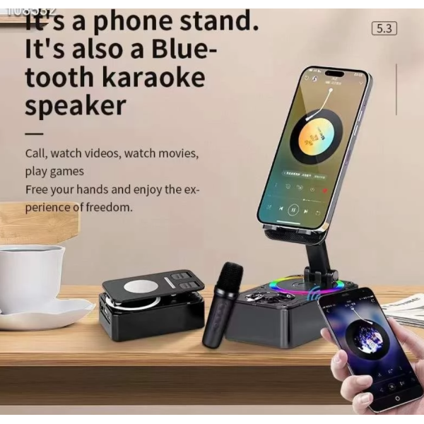 Підставка для телефону, динамік для караоке  Microphone speaker set new