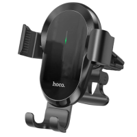 Тримач для гаджетів на дефлектор Hoco CA105 Guide з бездротовою зарядкою пластик чорний