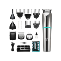 Бездротова машинка для стрижки волосся VGR V-101 Professional USB з дисплеєм 10 насадок сріблястий