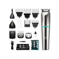 Бездротова машинка для стрижки волосся VGR V-101 Professional USB з дисплеєм 10 насадок сріблястий