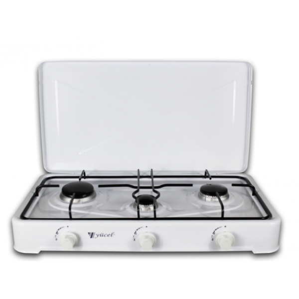 Настільна плита газова 3 конфорки Yucel О-300 метал 1850 Вт білий