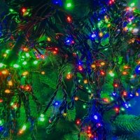 Світлодіодна гірлянда-бахрома вулична чорний дріт 100 LED ліхтарики 6 м мульти