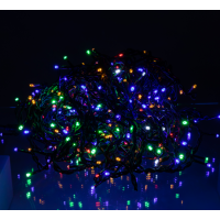 Гірлянда Бахрома вулична 100 led 6 м від мережі чорна нитка, мультиколір new