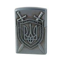 Запальничка газова Герб 10-33 кремнієвий підпал метал сріблястий
