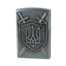 Запальничка газова Герб 10-33 кремнієвий підпал метал сріблястий