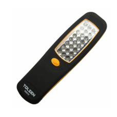 Ліхтар ручний на батарейках Tolsen з гачком чорний з помаранчевим