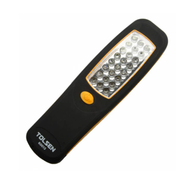 Ліхтар ручний на батарейках Tolsen з гачком чорний з помаранчевим