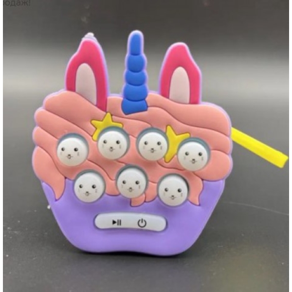 Іграшка брелок Поп-Іт міні електронна приставка №4 рожевий з фіолетовим