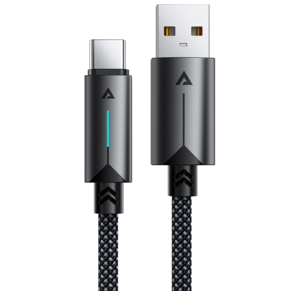 Кабель USB/Type-C 1.2 м ACEFAST С19-04 LED 3 А чорний