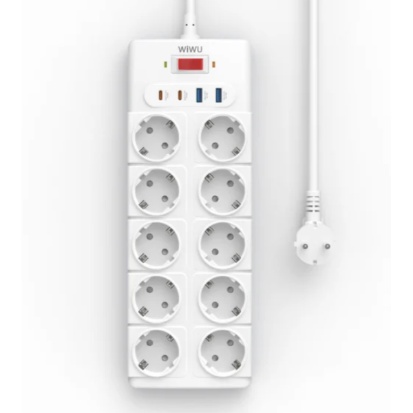 Мережевий подовжувач WIWU 14 in 1 20W GaN Power Strip 2C+2A+10AC Wi-S008 EU (2 m) White new