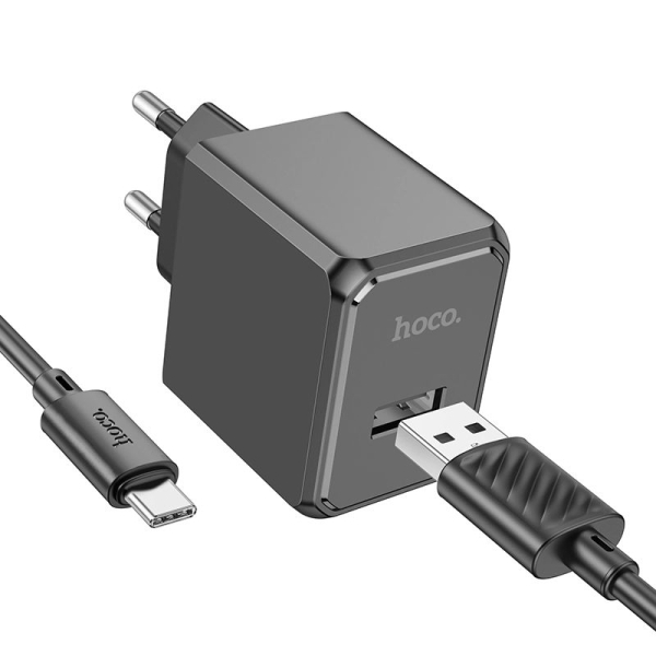 Мережевий зарядний пристрій з кабелем HOCO CS11A Ocean single port charger set(Type-C) Black new