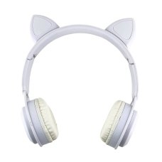 Навушники дитячі бездротові накладні MZ-08M LED MP3 Bluetooth з вушками білий