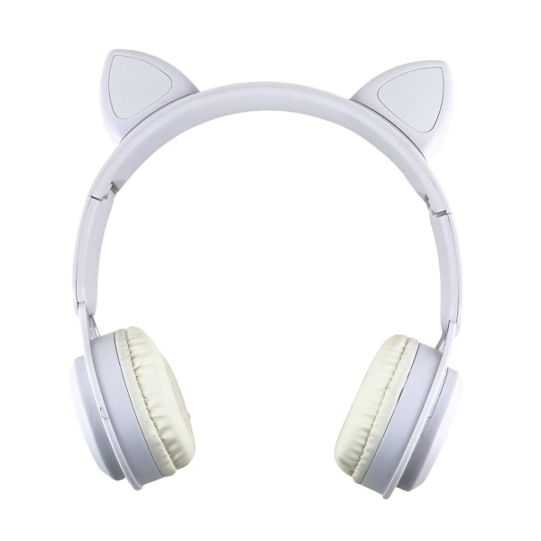 Навушники дитячі бездротові накладні MZ-08M LED MP3 Bluetooth з вушками білий