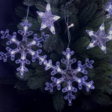 Гірлянда-штора Зірки та сніжинки розмір 3*1 м 12 фігур, білий new