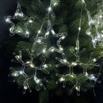 Світлодіодна гірлянда-завіса прозорий дріт Зірки та сніжинки 10 LED 3 х 0.9 м білий