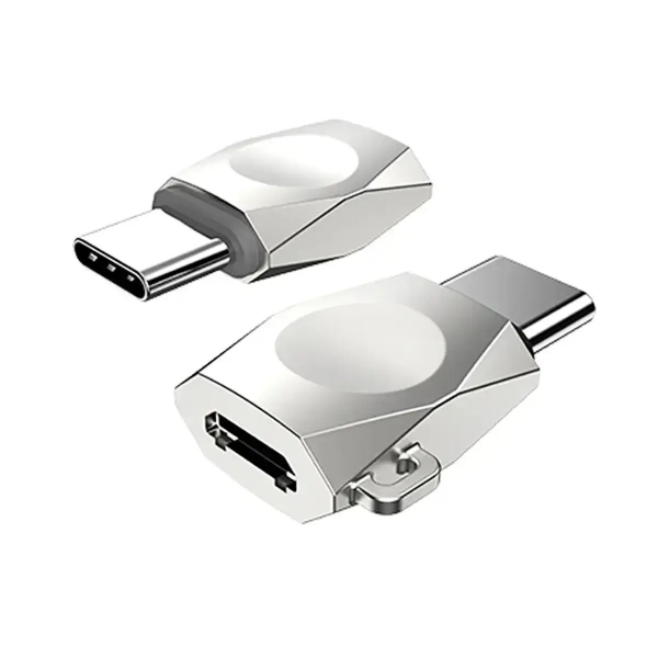 Перехідник microUSB F/Type-C M Hoco UA8 сріблястий