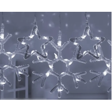 Гірлянда-штора Зірки та сніжинки розмір 3*0,9 м 10 фігур, білий new