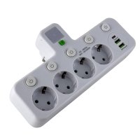 Мережевий фільтр 4 розетки PNS-01/8625UL з нічником 2хUSB/Type C 10 А білий