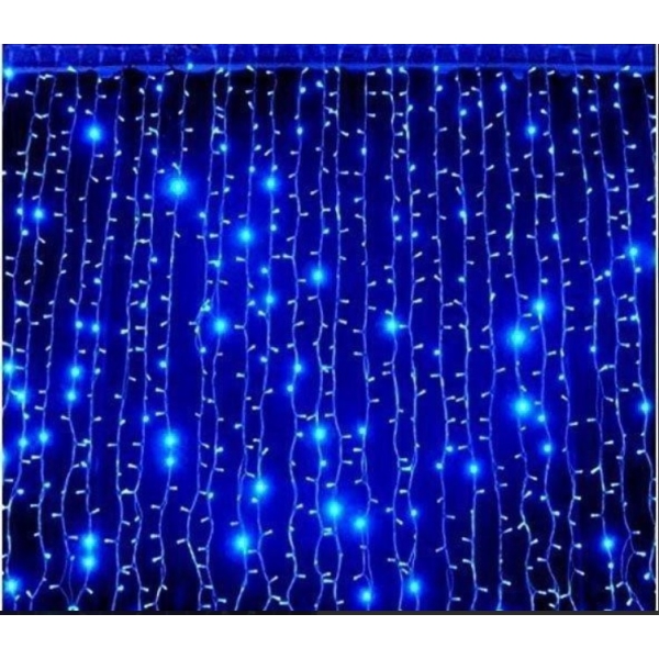 / Світлодіодна гірлянда завіса-водоспад прозорий дріт 2 м х 2 м Magic Lights 240 LED синій