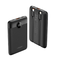 Зовнішній акумулятор VEGER 10000 mAh with built-in cables Type C / Lightning PD QC3.0 2A 22,5W C11 (W1170) black new