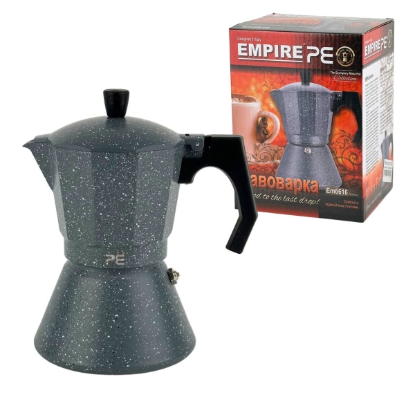 Кавоварка гейзерна алюмінієва Empire EM-6616 Граніт V 350 мл сірий