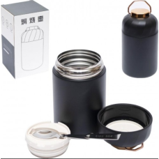 / Термос для їжі 600 мл металевий зі складною ложкою, 17*9,5см new