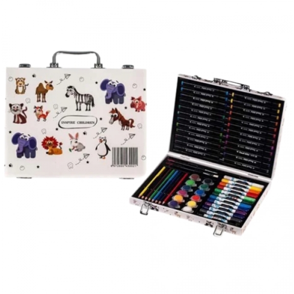 / Набор для творчества в алюминиевом чемодане 002 84 предмета | Набор для рисования в кейсе
