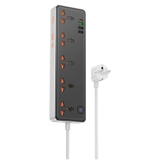 Мережевий фільтр-подовжувач 5 розеток HOCO AC14A Rico 3хUSB/Type C 10 А 1.5 м чорний