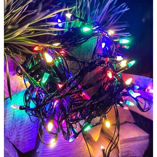 / Світлодіодна гірлянда-нитка чорний дріт 100 LED SOFI свічка 10 м 8 режимів мульти