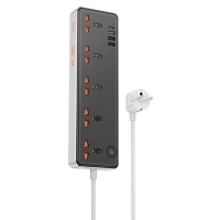 Мережевий фільтр-подовжувач 5 розеток HOCO AC14A Rico 3хUSB/Type C 10 А 1.5 м чорний
