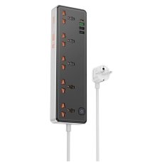 Мережевий фільтр-подовжувач 5 розеток HOCO AC14A Rico 3хUSB/Type C 10 А 1.5 м чорний