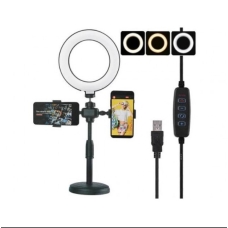 / Кільцева Led лампа Refil Light 16 см на круглому штативі з 2 тримачами, (синя коробка)