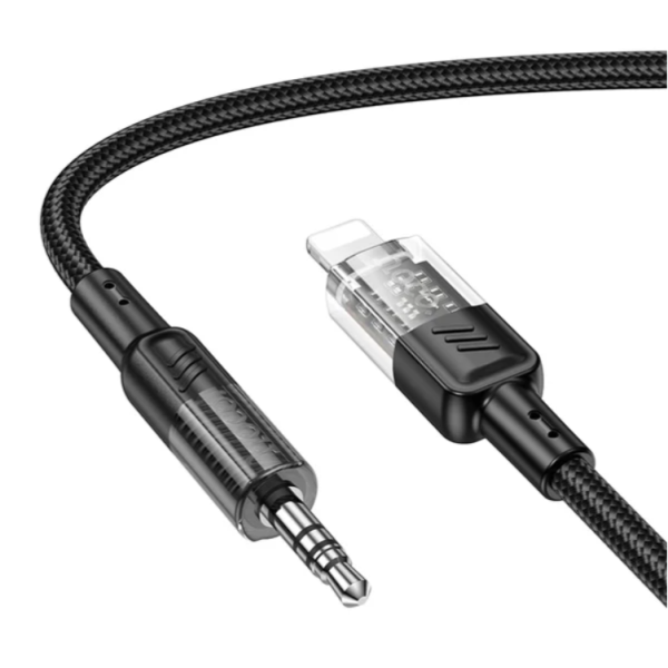 Аудiокабель HOCO UPA27 iP to 3.5mm male, nylon braid, 1.2m, Black new