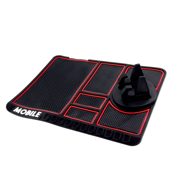 Килимок-тримач антиковзний в авто MOBILE 24 х 17 см чорний з червоним