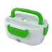 Ланч-бокс електричний універсальний пластиковий з підігрівом 12V білий з зеленим